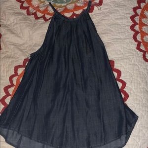 Blue jean tank top.